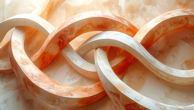 interlocking rings in matte beige and terracotta colors, 
