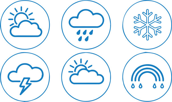 weather vector set minimal circular glyphs for web design