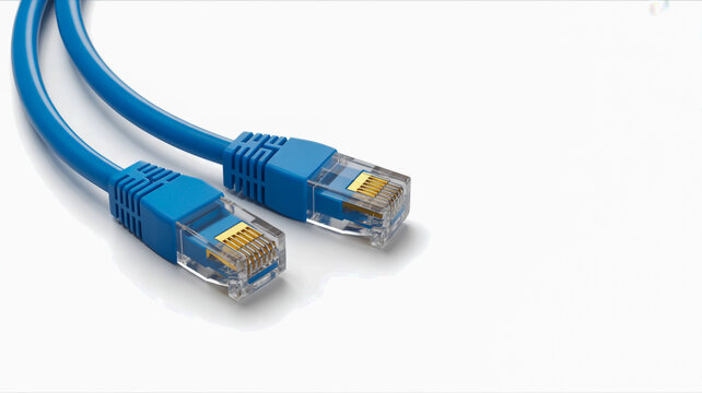 A blue ethernet cable with rj45 connectors