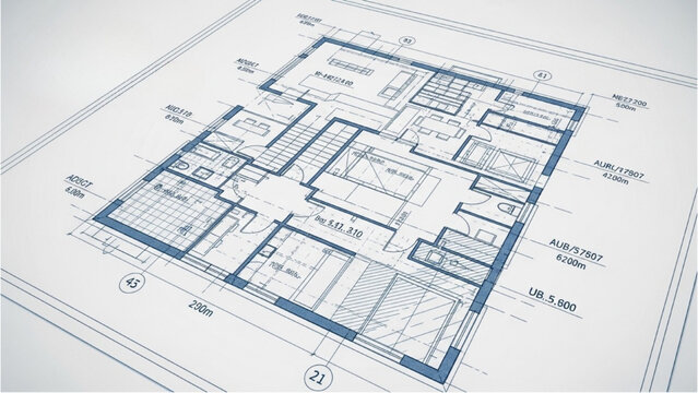 A detailed blueprint of a modern house interior design