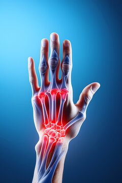 Educational anatomy artwork showing human finger bone arrangement
