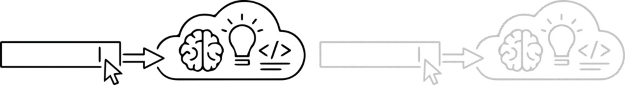 A brain gets ideas while a computer mouse clicks