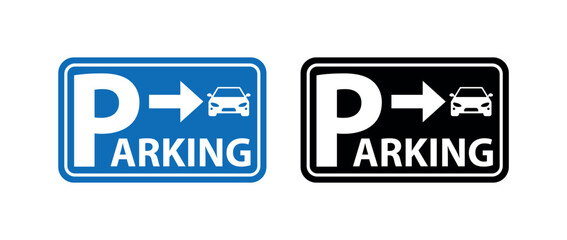 Car Parking Direction Sign Icon with Arrow and Vehicle Symbol © akib
