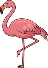 Obraz premium Charming Pink Flamingo Standing on One Leg, Minimalist Digital Illustration