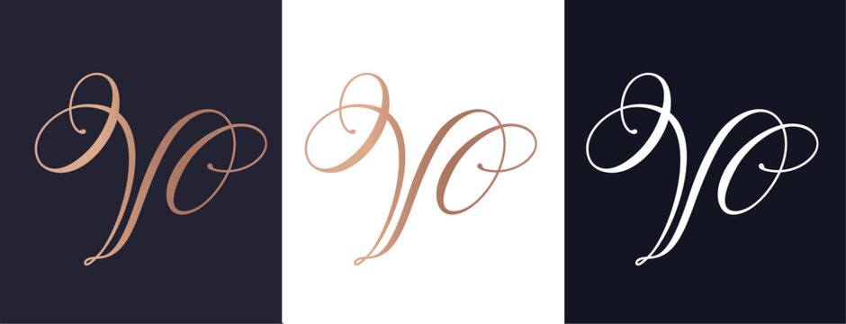 Elegant V letter logo monogram in luxury style with flowing calligraphy lines, premium branding template for boutique, beauty salon and wedding business 
