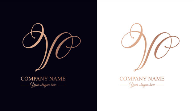 Elegant V letter logo monogram in luxury style with flowing calligraphy lines, premium branding template for boutique, beauty salon and wedding business 