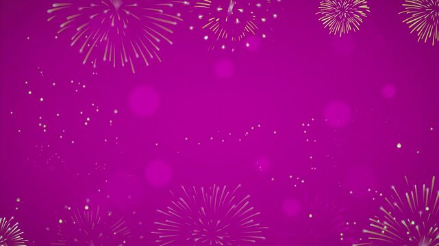 Festive Purple Background with Animated Fireworks.