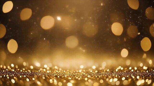 Bubbles Floating in Dark Atmospheric Background with Golden Glow and Sparkles