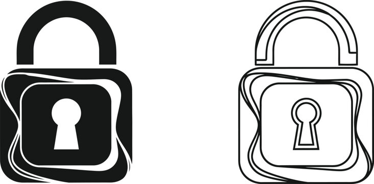 Black and white padlock icons with keyholes security symbols Vector