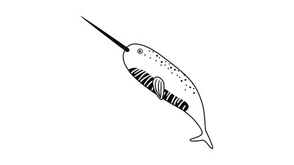 A minimalist vector illustration of a narwhal swimming in a simple design © logo master