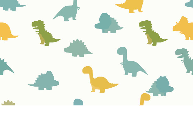 Cartoon dinosaur seamless pattern for kids clothing with cute dino texture vector