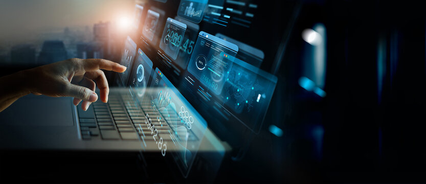 Investment and finance growth. Businessman analyzing economic financial, income, profit and business growth data for economic success, Business development and long-term investment strategy.