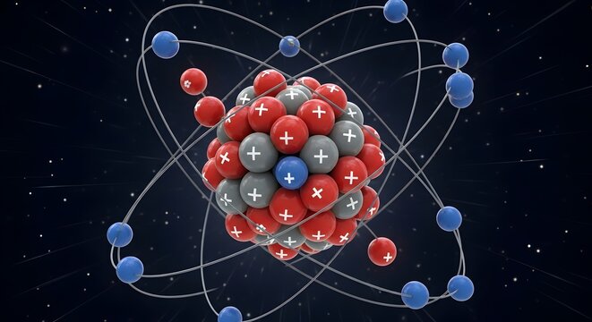 An illustration of an atom model.
