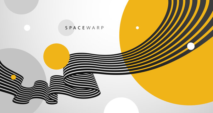 3D perspective lines and circles vector abstract background, curve stripes ribbon bent wallpaper, road journey concept, dynamic wallpaper.