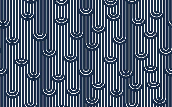 Abstract geometric seamless patter, vector background of lines like roof tiling, Asian endless pattern, vintage reptile skin china decoration.