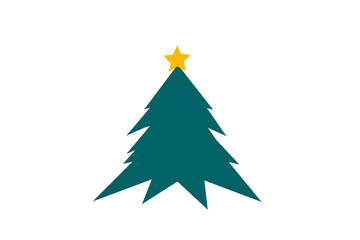Obraz premium A cute green Christmas tree made of paper is placed on a transparent background.