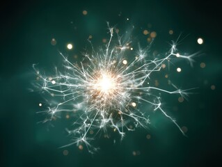 Obraz premium electric spark isolated background on a green background