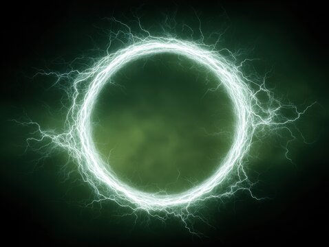 plasma energy ring white on a green background