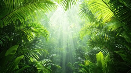 Naklejka premium Earth Wide angle view of a thriving rainforest, rich with biodiversity and natural beauty.