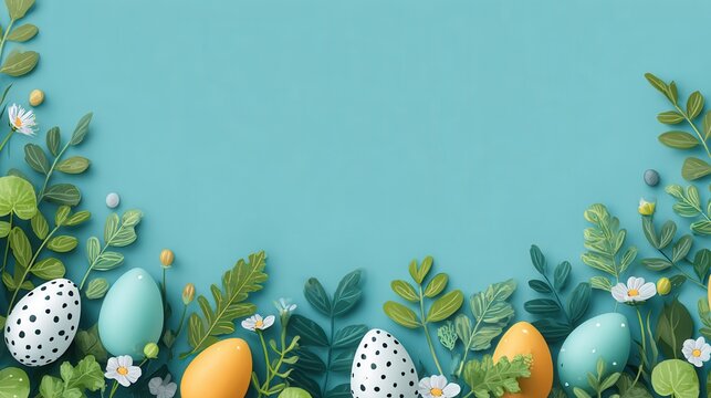 easter banner green backdrop on a blue background