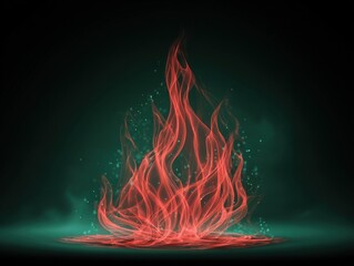 Fototapeta premium red energy flame isolated on a green background