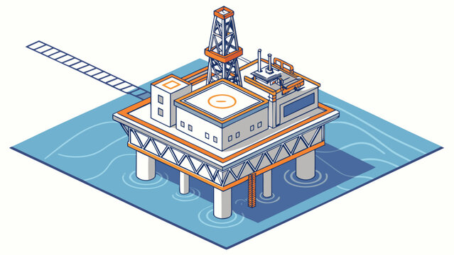 Isometric Offshore Oil Rig Platform Vector &ndash; Modern Industrial Ocean Energy Illustration