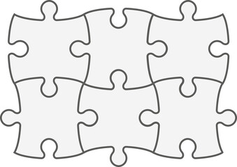 Fototapeta premium White jigsaw puzzle template with pieces. Illustration for infographic layouts, educational games and business diagrams and design. 6 details
