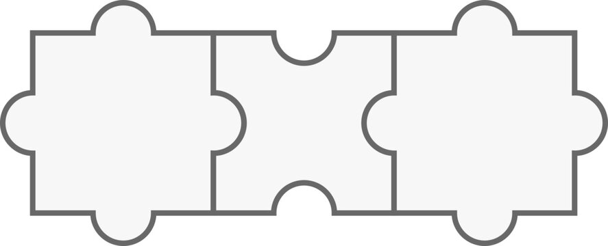 Puzzle grid template with connected pieces and empty frames. Jigsaw layout for infographics, training materials, and business slides.