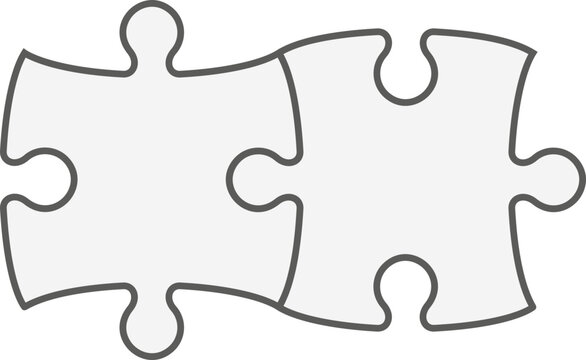 Interlocking two puzzle pieces creating complete grid structure. Empty infographic frames for corporate and educational presentations.