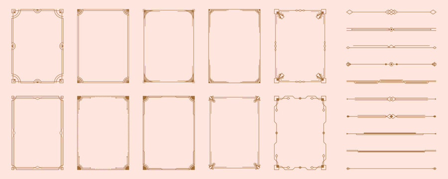 set of linear Art Deco ornament frames