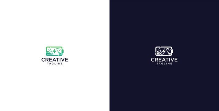 modern energy logo design, positive solution, icon, vector, premium.