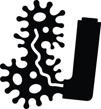 a inhaler with mouthpiece and canister the entire image silhouette vector illustration on transparent background