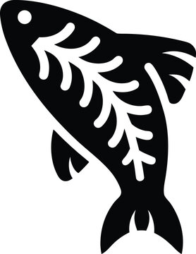 a fish silhouette trout style with fin lines the entire image silhouette vector illustration on transparent background