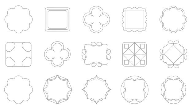 Collection of 15 unique ornate frame designs and shapes