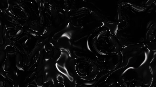 Abstract black oil surface flowing in slow motion with glossy reflections, symbolizing black gold, energy supply issues, and global oil crisis. Animation.
