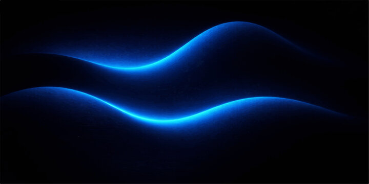 Abstract blue background with glowing fractal lines and flowing smoke design creates a digital motion wave of energy against a dark texture backdrop