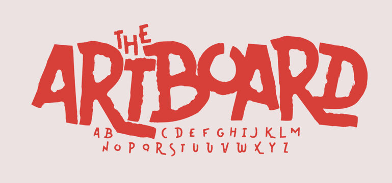 Artistic playful font alphabet set, rough hand drawn cartoon comic letters. Distressed rough typeface for poster, logo, headline, lettering, music cover. Urban art typography. Vector Typeset