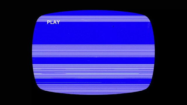 play blue screen vhs static old tv frame 4k