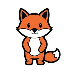 Obraz premium Cartoon orange fox character standing.