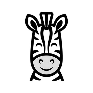 Smiling zebra cartoon face black.