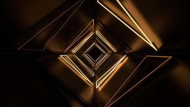 Yellow Neon Triangles Tunnel Background VJ Loop in 4K