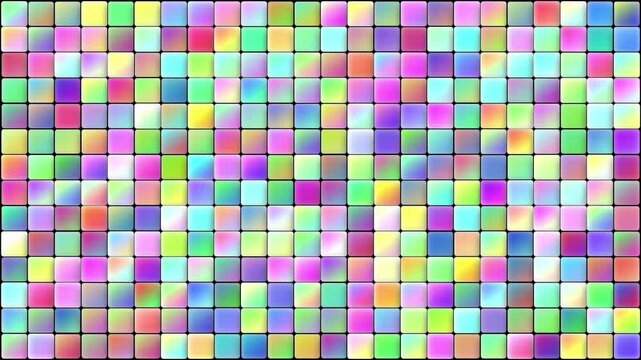 Colorful pixel pattern display in 4k resolution with vibrant squares and shifting designs