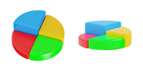 Obraz premium 3D Render of a Colorful Pie Chart for Data Analytics