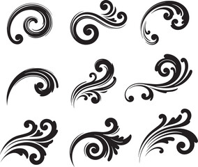 Fototapeta premium Brush set. Vector black paint brush spots, highlighter lines or felt-tip pen marker. Ink smudge abstract shape stains and smear set with texture. Hand drawn vector illustration