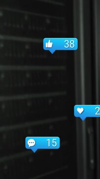 Vertical video: Empty bubble appearing, blue bubbles multiplying and rising, showing engagement