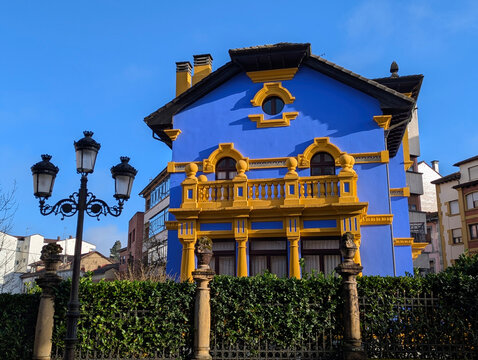 Nava, Asturias, Spain; 10th march 2026: Villa Maximina, bult in 1925, a "indianos" house located in Nava, Comarca de la Sidra