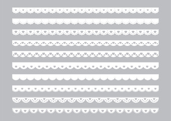 Naklejka na ściany i meble かわいいハートのレースのライン素材　Heart lace vector illustration set