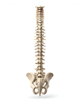 Human Spine and Pelvis Anatomy Illustration on White Background.