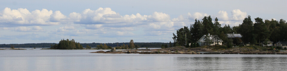 Fototapeta premium Idyllic scene at the shore of Lake Vanern, Vita Sandar, Mellerud, Sweden.