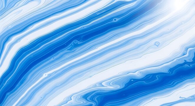 Abstract background featuring fluid blue and white acrylic paint pouring in a diagonal pattern